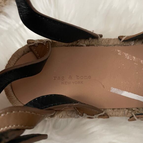 Rag & Bone Sandals Womens EU 41 US 11 Tan Hera Leather Platform Wedge Espadrille - Picture 12 of 13
